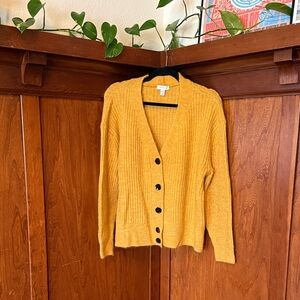 Topshop Mustard Yellow Cardigan Oversized Sweater